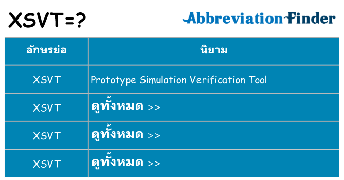 อะไรไม่ xsvt ถึง