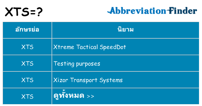 อะไรไม่ xts ถึง