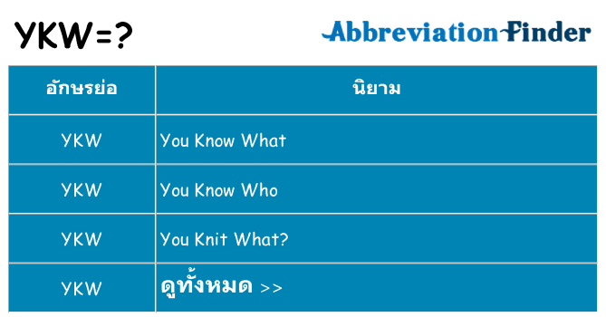 อะไรไม่ ykw ถึง