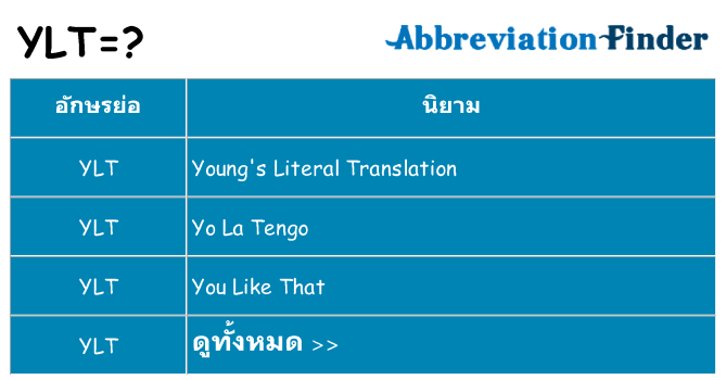 อะไรไม่ ylt ถึง