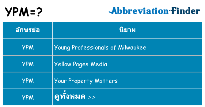 อะไรไม่ ypm ถึง