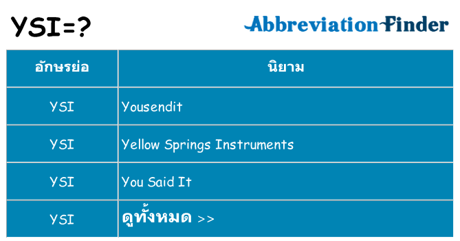 อะไรไม่ ysi ถึง