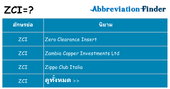 อะไรไม่ zci ถึง