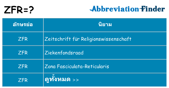 อะไรไม่ zfr ถึง