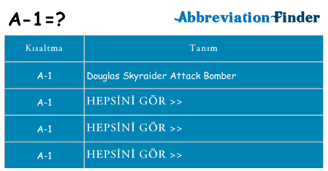 a-1 ne anlama geliyor