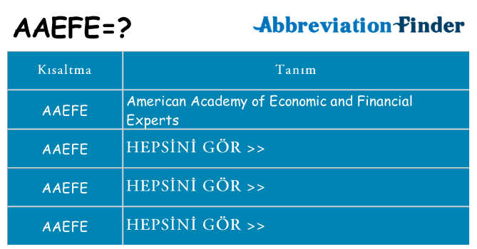 aaefe ne anlama geliyor