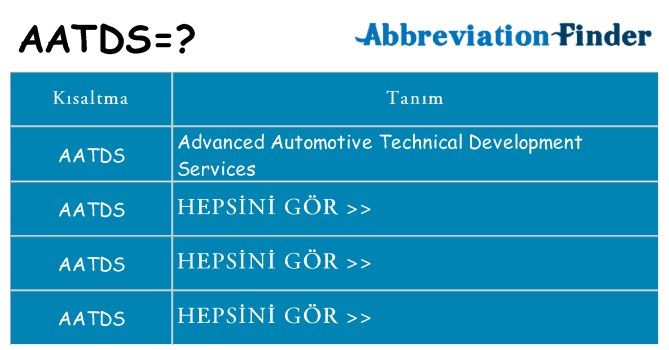 aatds ne anlama geliyor