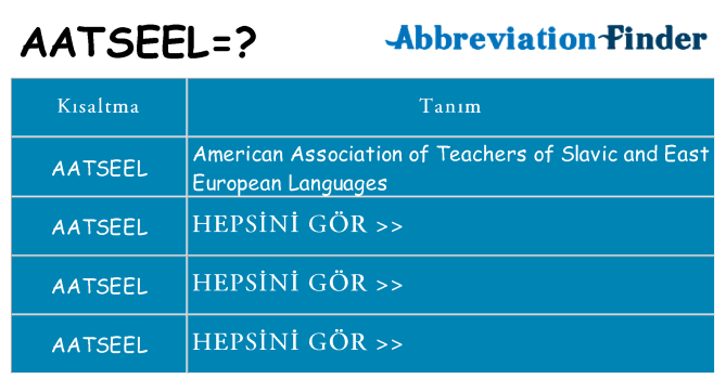 aatseel ne anlama geliyor