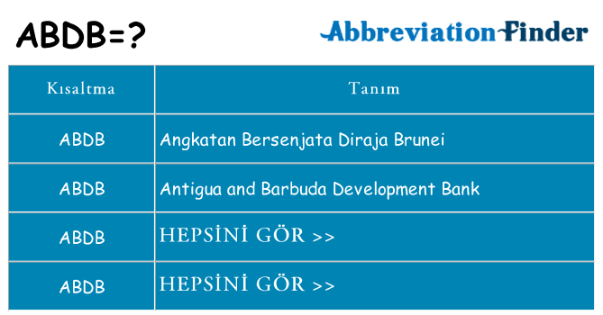 abdb ne anlama geliyor