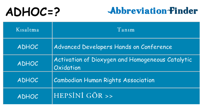 adhoc ne anlama geliyor