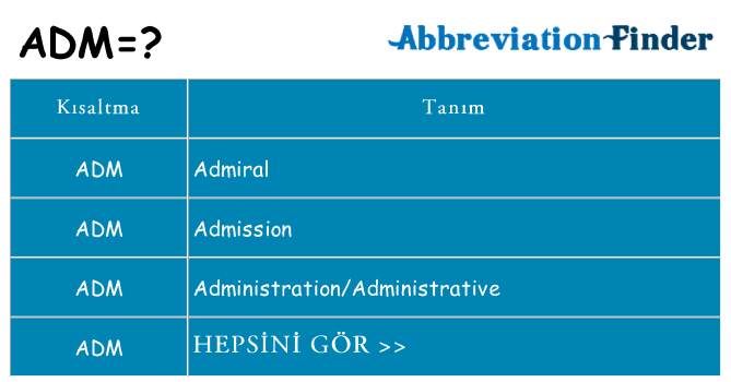 adm ne anlama geliyor