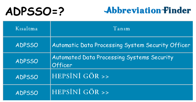 adpsso ne anlama geliyor