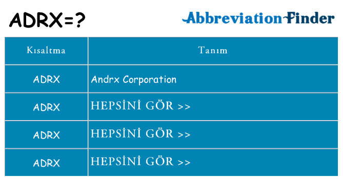 adrx ne anlama geliyor