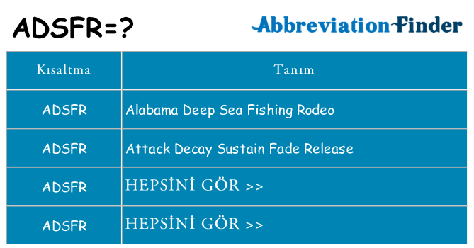 adsfr ne anlama geliyor