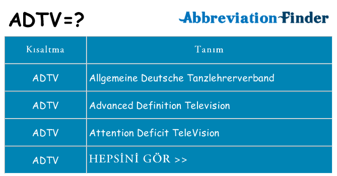 adtv ne anlama geliyor