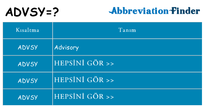 advsy ne anlama geliyor