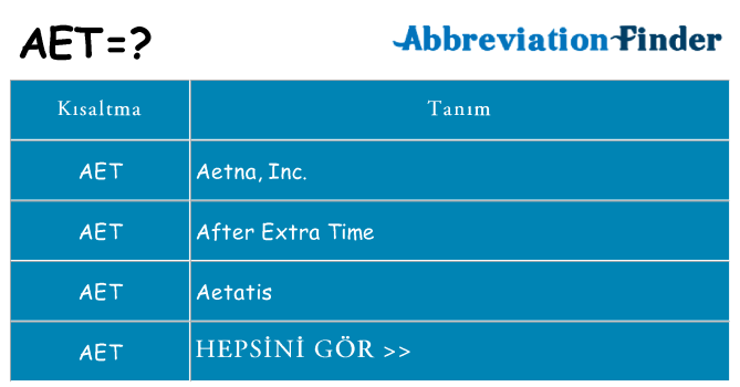 aet ne anlama geliyor
