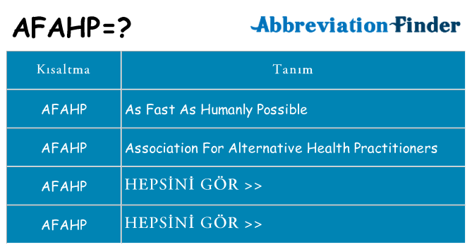 afahp ne anlama geliyor