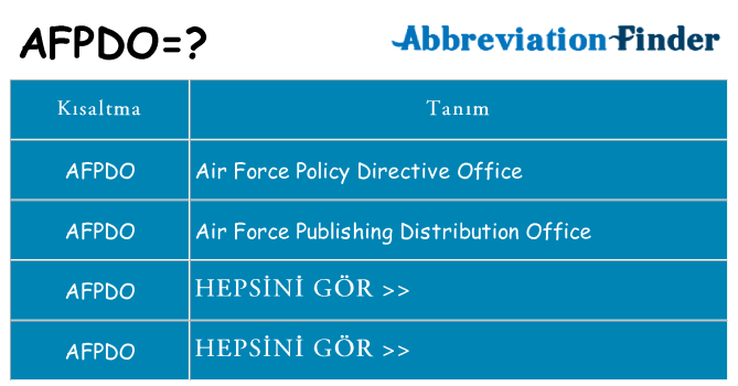 afpdo ne anlama geliyor