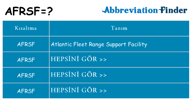afrsf ne anlama geliyor