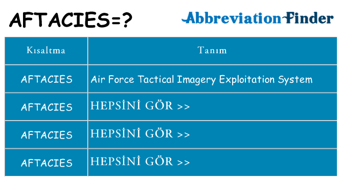 aftacies ne anlama geliyor