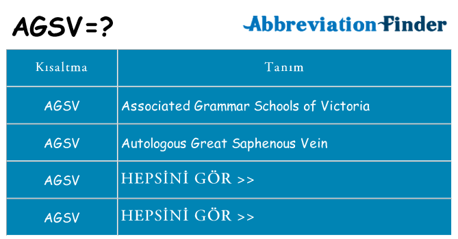 agsv ne anlama geliyor