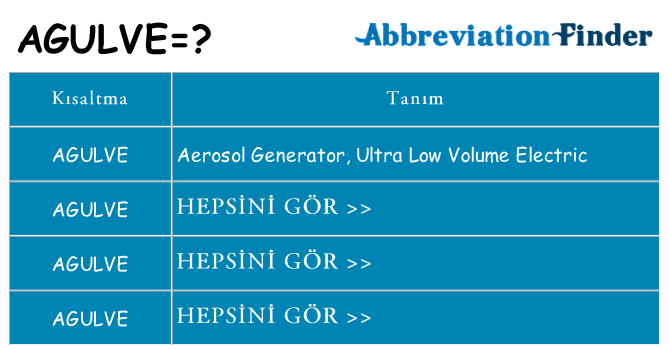 agulve ne anlama geliyor