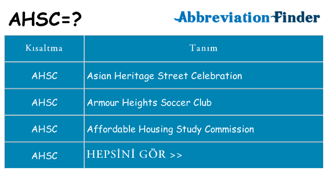 ahsc ne anlama geliyor