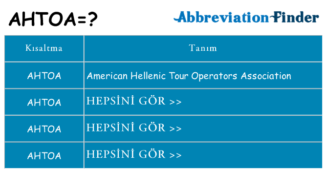 ahtoa ne anlama geliyor