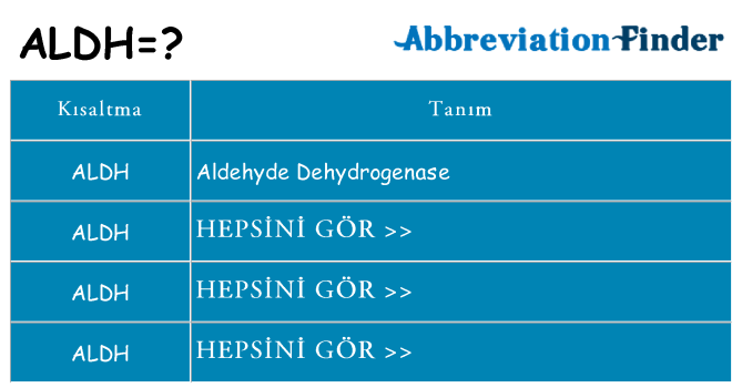 aldh ne anlama geliyor