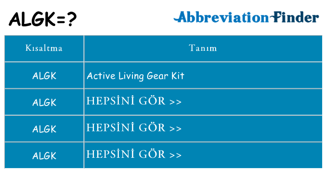 algk ne anlama geliyor