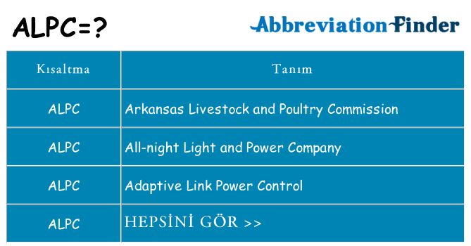alpc ne anlama geliyor