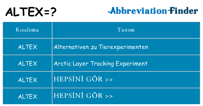 altex ne anlama geliyor