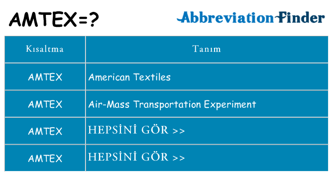 amtex ne anlama geliyor