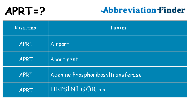aprt ne anlama geliyor