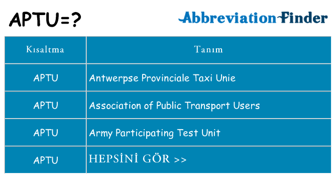 aptu ne anlama geliyor