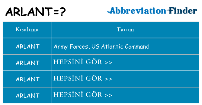 arlant ne anlama geliyor