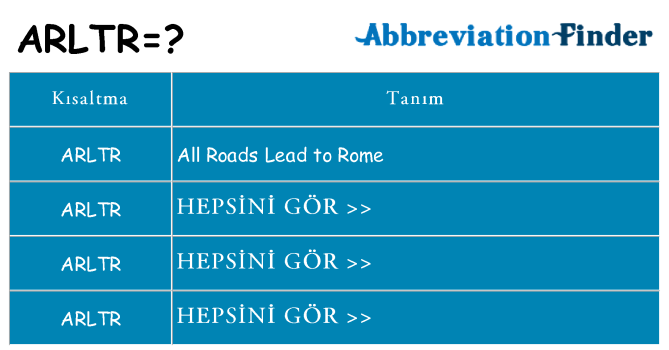 arltr ne anlama geliyor