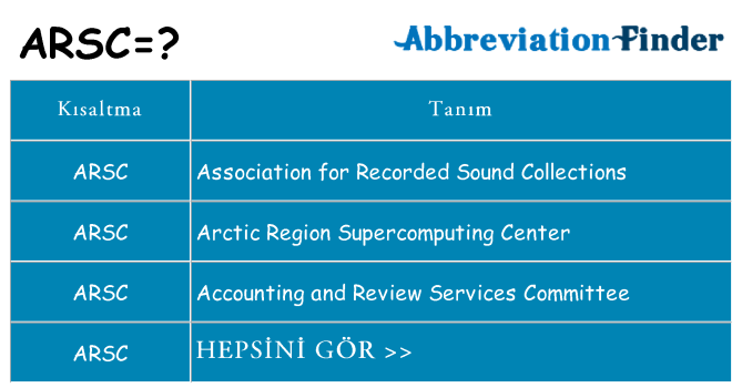 arsc ne anlama geliyor