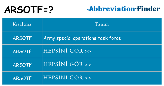 arsotf ne anlama geliyor