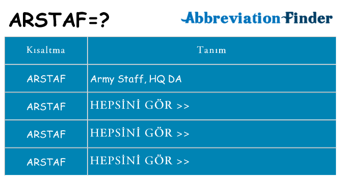 arstaf ne anlama geliyor