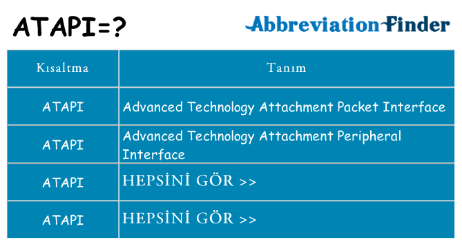 atapi ne anlama geliyor