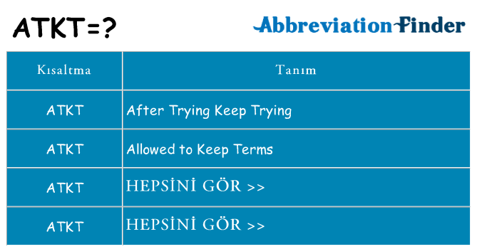 atkt ne anlama geliyor