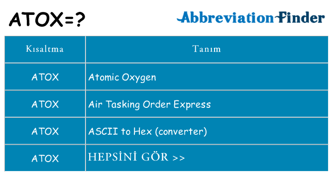 atox ne anlama geliyor