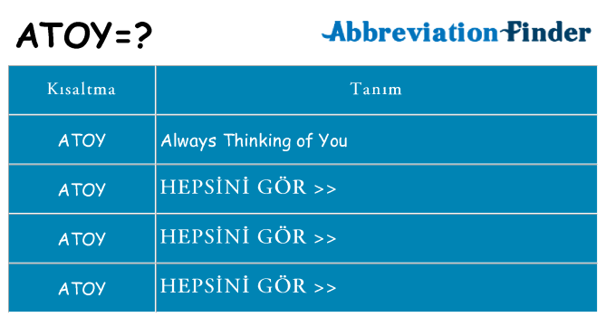 atoy ne anlama geliyor
