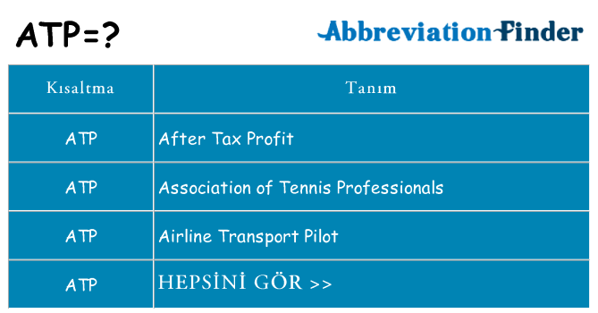 atp ne anlama geliyor