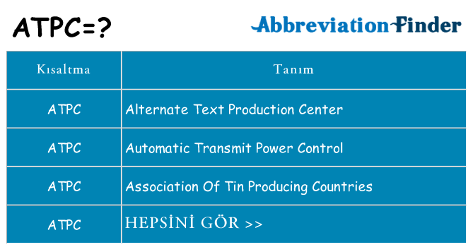 atpc ne anlama geliyor