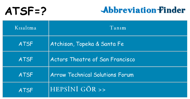 atsf ne anlama geliyor