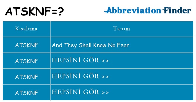 atsknf ne anlama geliyor