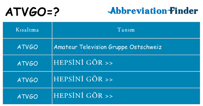 atvgo ne anlama geliyor